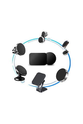 Araç Tutucu Manyetik Telefon Tutucu Seti 2 Kare Ve 2 Oval Metalplaka 4 Adet