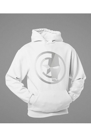 Sevbano Kaptan Amerika X Iron Man Baskılı Unisex Oversize Avengers Hoodie Beyaz