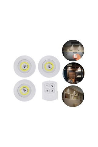 Led Işık Kablosuz Uzaktan Kumandalı Led Ampul Seti 3'lü Set Beyaz