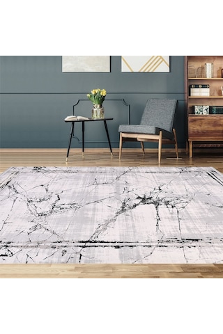 Çam Halı Crea Plus Stone Roxanne 17103 Gri Siyah Modern Desenli Makine Halısı