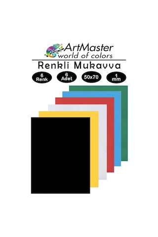 Renkli Mukavva 50x70 Cm 6 Renk 1 Paket Renkli Sert Karton 1.0 Mm Anasınıfı Hobi Etkinlik Okul Öncesi Proje