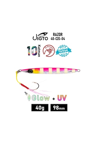 Jig, Zoka, Suni Yem, Glow Uv Metal Jig, 40gr 10cm Razor 40