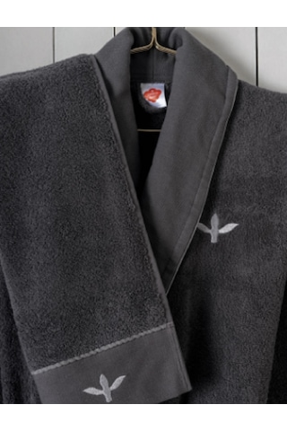 Cottonbox Folk Art Aile Bornoz Seti Dalila Tarçın-antrasit Antrasit