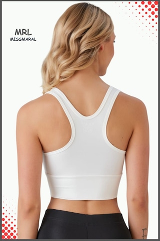 Kadın Beyaz Sporcu Sütyeni Pedli Likralı Destekleyici Su Sporları Koşu Fitness Dans Sports Bra Beyaz