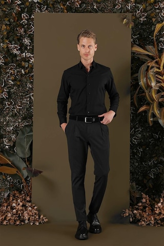 Gk 700 Slim Fit Siyah Klasik Gömlek Siyah