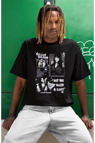 Sevbano Vintage Eskitme Billie Eilish Hit Me Hard And Soft Baskılı Unisex Siyah