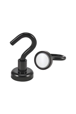 Manyetik Kancalar, 10 Adet Neodimyum Mıknatıs Kancası, 16 Mm Güçlü Manyetik Kanca, Kancalı Süper Güçlü Mıknatıslar Siyah