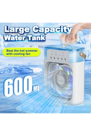 Honeybeeshop Beyaz 5 Hızlı Cok Fonksiyonlu Ses Dalgası Teknolojili Sessiz Usb C Taşınabilir Fan Dijital Saat Uzaktan Kumandalı Minimalist Tasarım
