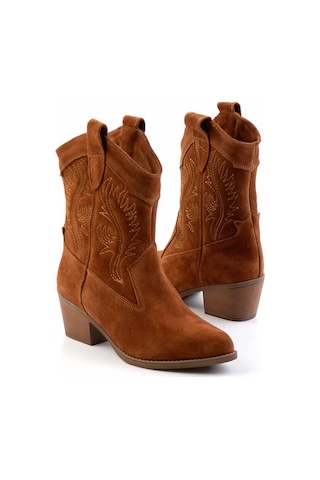 Bambi Taba Hakiki Deri Kadın Bot & Bootie K02586888902 Taba