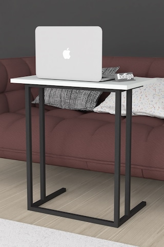 Bofigo Metal Ayaklı Laptop Sehpası Kahvaltı Masası Beyaz