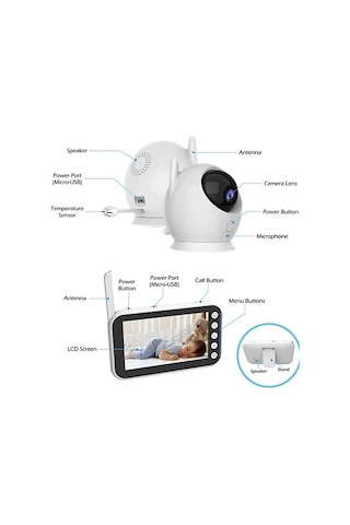 Bebek Monitörü Lcd Ekranlı Gece Görüşlü Sesli ve Görüntülü Bebek