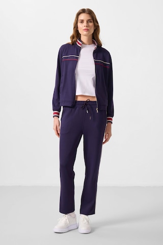 Koyu Mor Yumuşak Dokulu Triko Dik Yaka Oversize Kadın Eşofman Takım - 95350 Koyu Mor