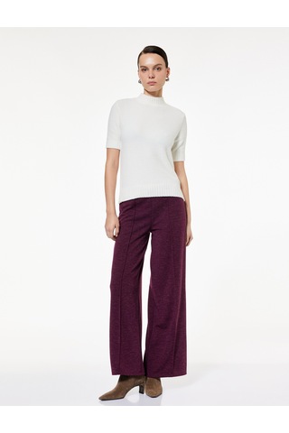 Koton Nervür Detaylı Straight Fit Uzun Geniş Paça Pantolon Bordo 6wak40093ek Bordo