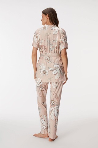 Anıl Kadın Sabahlıklı Dantel İp Askılı Braletli Pijama Takım Pembe