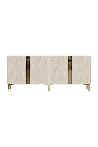 Ka1898btg - Anka Konsol, Tv Stand, Tv Sehpası Ve Tv Ünitesi Beyaz - Traverten - Gold 180cm