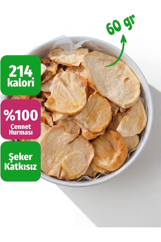 Freeze Dried Dilim Cennet Hurması Dondurularak Kurutulmuş Meyve Cipsi 60 G