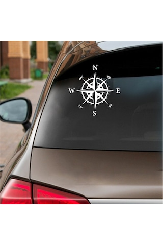 Pusula Araba Sticker beyaz 17x17 CM