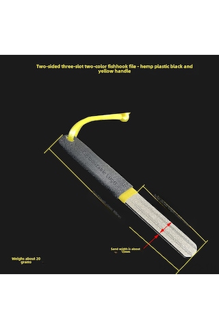 Yuntech01 Diamantlı İki Yönlü Olta İğnesi Taslaştırıcı - Sürekli Keskinlik Sağlayan Dikiş Taşı, Avcılar İçin Çift Taraflı Zımpara Aleti Siyah-sarı Sap, Logo Yok