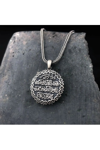 925 Ayar Gümüş Nazar Dualı Erkek Kolye Gümüş