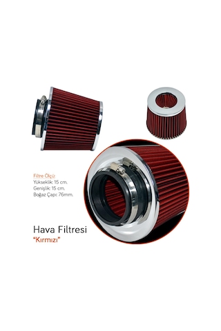Nyf Racing Hava Filtresi Kırmızı 15cmx15cm Giriş: 76mm Af09-rd&ch