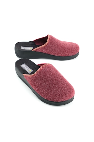 Gezer Luna Kadın Kışlık Yüksek Topuk Keçe Ev Bahçe Terlik Bordo