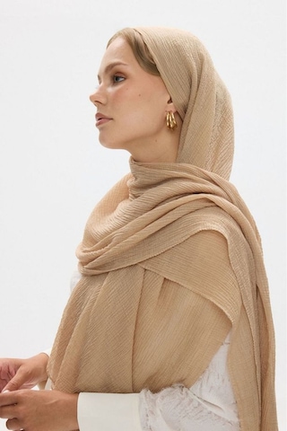 Fenza Scarf Freya Müslin Püsküllü Bürümcük Pamuklu Şal Açık Vizon