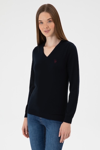 U.S. Polo Assn. Kadın Lacivert V Yaka Basic Kazak 50313590-VR033
