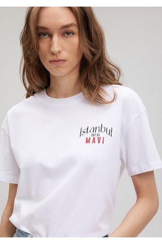 Mavi - Mavi Logo Baskılı Beyaz Tişört 1612843-620 Beyaz