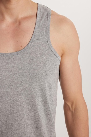 3 Adet Compact Penye Gri Erkek Atlet Pamuklu Standart Fit Normal Kesim 3'lü Paket-33118 Gri