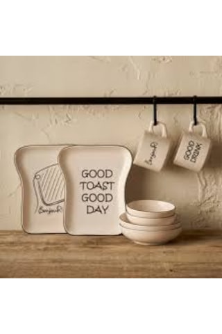 Toast 8 Parça Kahvaltı Takımı Beyaz - Siyah