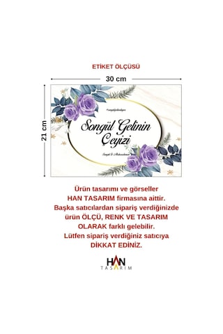 İsimli Çeyiz Etiketi - A4 Ebat- 10'lu Paket Kendinden Yapışkanlı Diğer