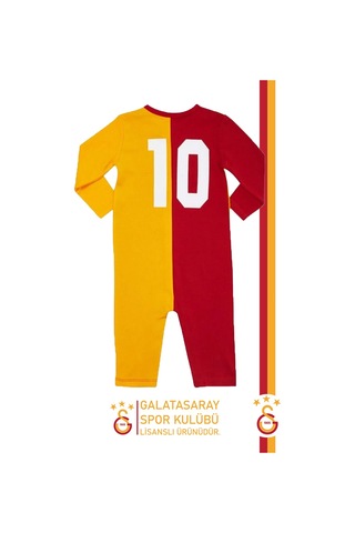 Galatasaray Lisanslı Uzun Kol İsme Özel Bebek Tulum Aslan Baskılı Ahşap Kutulu Sarı - Kırmızı