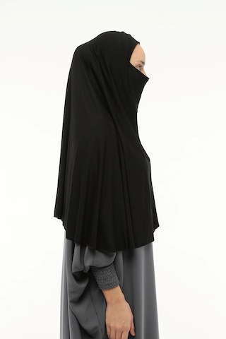 Altobeh Hazır Türban Peçeli Pratik Eşarp Tesettür Nikaplı Hijab - Namaz Örtüsü Sufle 3xl - Siyah Siyah