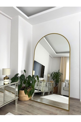 Effe Gold Metal Çerçeveli 180x100 Cm Oval Ayaklı Boy Aynası