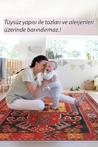 Foldy Etnik Desenli Dokuma Taban Dekoratif Renkli Halı Fl 31 Renkli 3