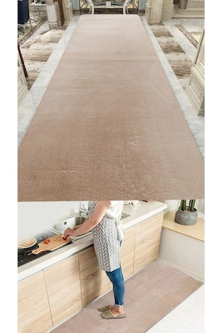 Raschel Carpet Kesme Yolluk Kaymaz Taban Yumuşak Peluş Halı Vizon Vizon