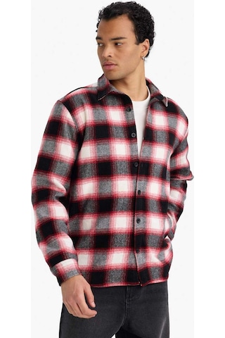 Defacto Regular Fit Polo Yaka Flanel Kareli Uzun Kollu Gömlek F7115ax25wnbr490 Bordo-br490