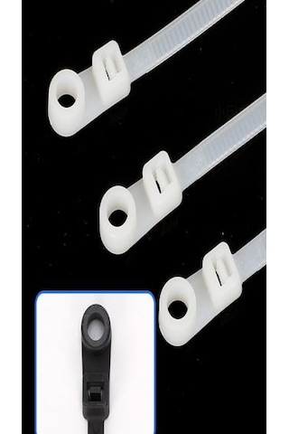 Powermaster Pm-26331 Delikli Beyaz Kablo Bağı 3.6x200mm 100lü Paket -
