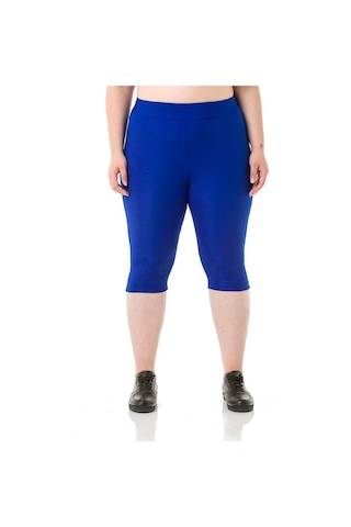 Büyük Beden Karyoka Dikişli Diz Altı İndigo Bayan Tayt