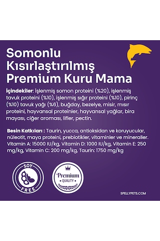 Spelly Premium Somonlu Kısırlaştırılmış Yetişkin Kedi Maması 3 x 1200 G