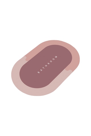 Youmex Pembe Oval Banyo Paspası 50x80cm - Diatomit Köpük, Suyu Hızlı Emici, Kaymazsız Taban, Yumuşak Ve Temizliği Kolay Pembe