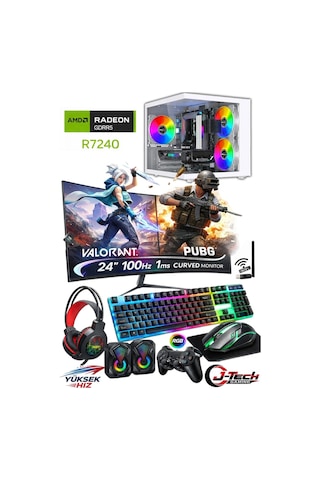 J-Tech Blood i5-3470 16 GB 256 GB SSD R7240 4 GB 24" Curved Free Dos Masaüstü Bilgisayar