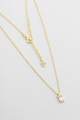 So Chic Işıltılı Baget 18 Ayar Sarı Altın Kaplama 45 Cm Gümüş Kolye Sarı