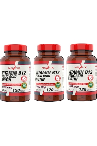 Nevfix B12 Folic Acid Biotin 120 Tablet X 3 Kutu 360 Tablet