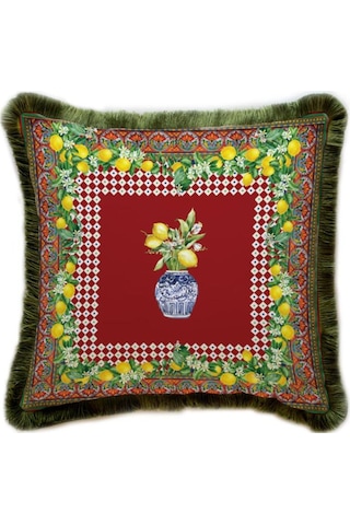 Renkli Limon Desenli Yastık/kırlent Dolgu Boncuk Elyaf, Ulusl. Yıkama Ve Solmama Sertifikası Çok Renkli