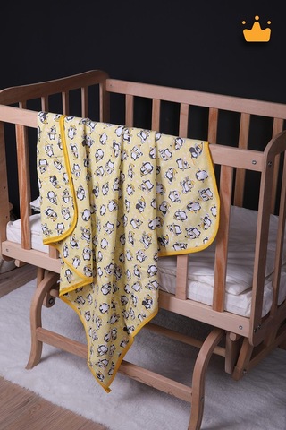 Babyhola 100x100cm %100 Pamuk Çift Kat Çok Amaçlı Örtü Battaniye Penguen Desen 13100 001