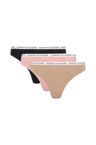 Tommy Hilfiger Kadın Marka Logılu Elastik Bantlı Organik Pamuklu Günlük Kullanımlı Siyah-pembe-koyukrem Külot Uw0uw02829 0r1