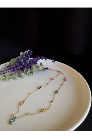 Nazar Boncuklu Choker Gold Çelik Kolye -sevgili Takı Koleksiyonu Altın