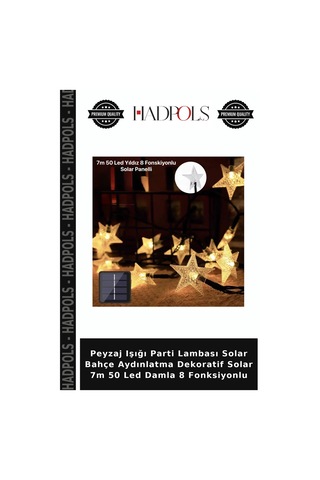 Peyzaj Işığı Parti Lambası Solar Bahçe Aydınlatma Dekoratif Solar 7m 50 Led Damla 8 Fonksiyonlu