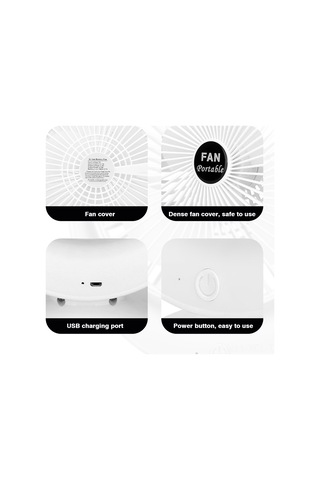 Konesam Taşınabilir Usb Şarjlı Masa Üstü Mini Fan - Beyaz